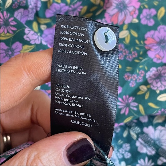 Free People Lyla Tunic Blouse Top XS UK 6 8 Green Floral Halterneck Boho BN - Picture 8 of 8